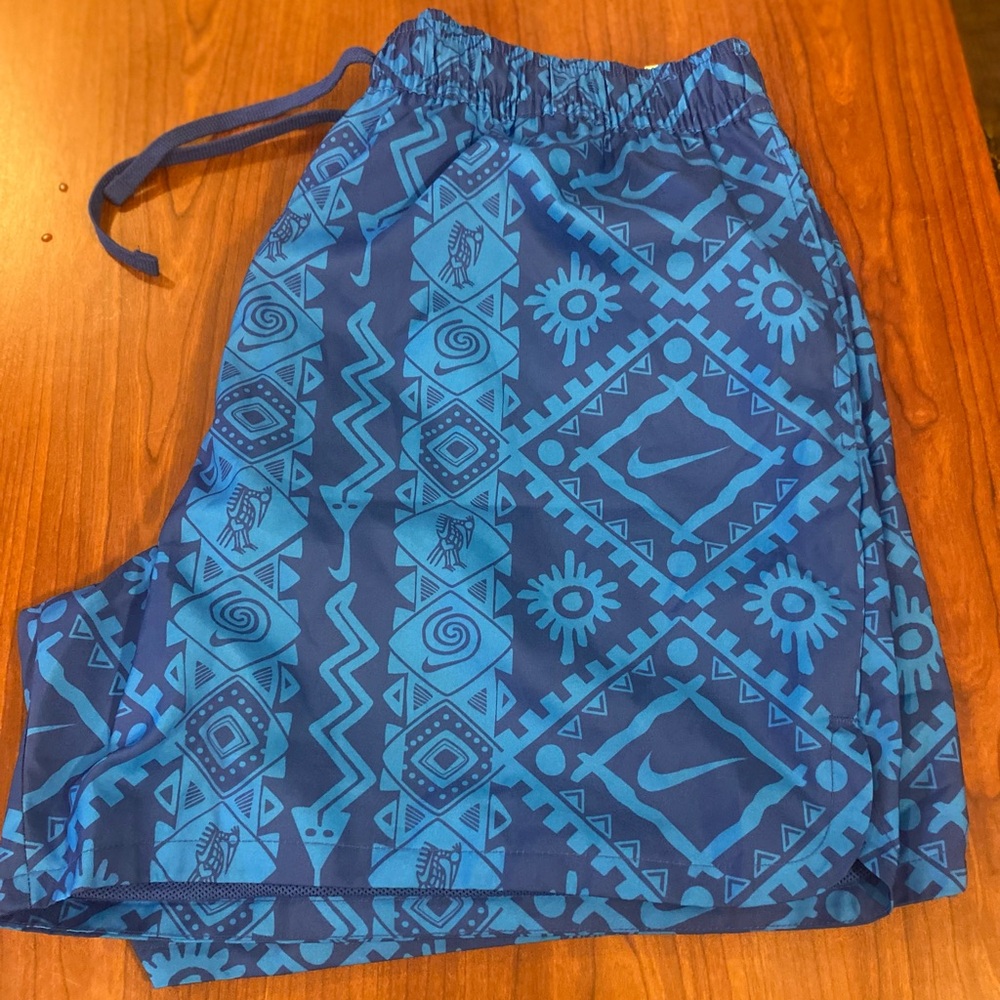 Nike Blue Tribal Print Swim Shorts